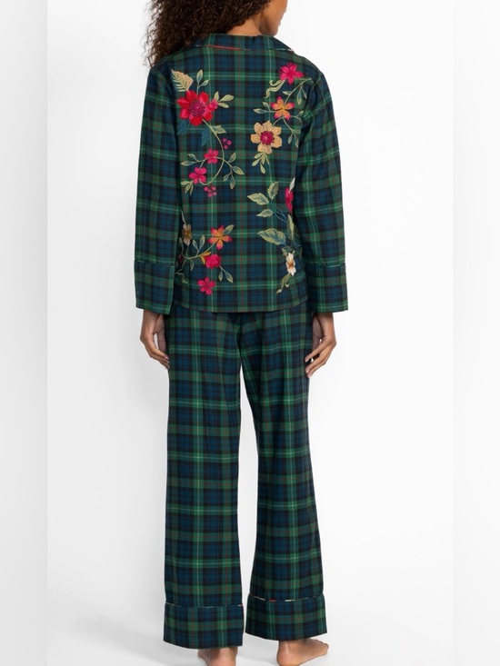 Johnny Was Other - Johnny Was RHODA LONG Plaid Flannel Embroidered PJ SET